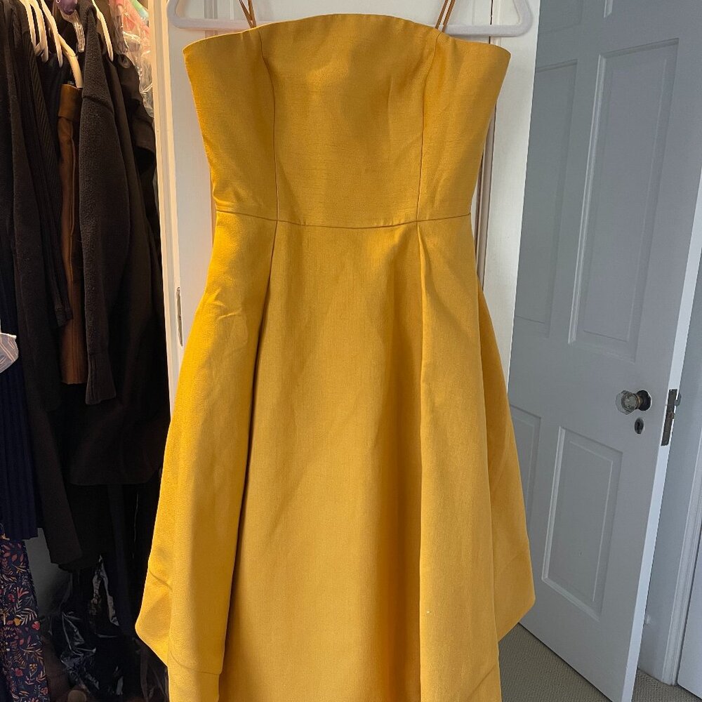 Anthropologie,  C/meo Collective Gold Strapless Gown, Size Medium